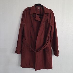 SCOTTeVEST Tec SeV Women’s Medium Trench Coat Double Breasted Belted Red Travel